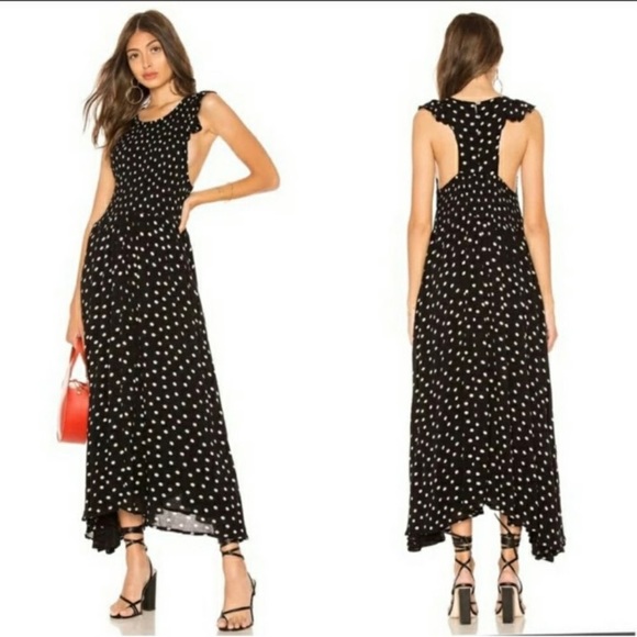 Free People Dresses & Skirts - Free people dress Chambray Butterflies Large Black White Polka Dots
